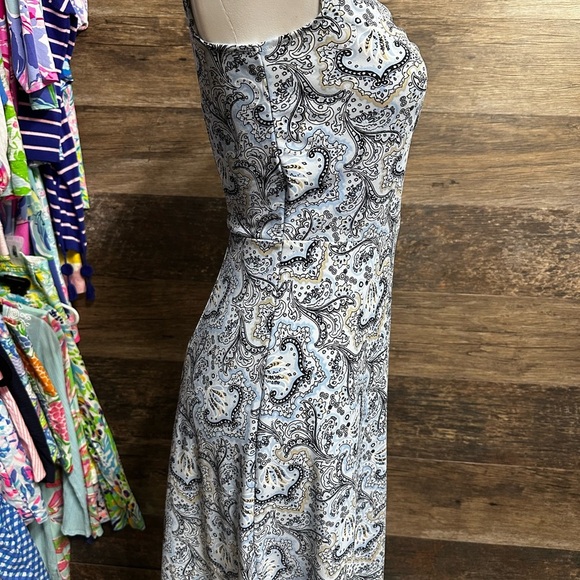 LOFT Elegant Paisley Midi Dress in Black and Cream - Picture 4 of 9